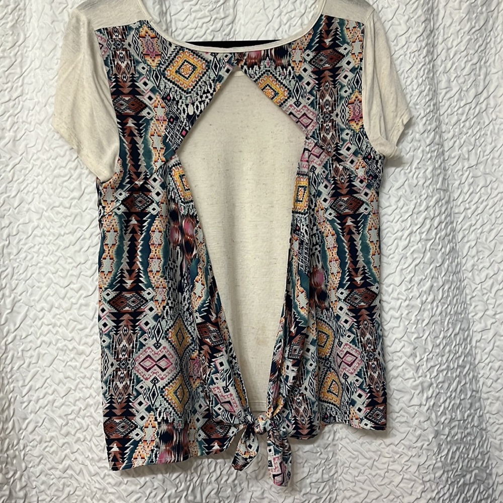 Aztec Designed Open Back Shirt